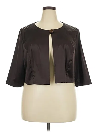 Pre-owned Signature By Robbie Bee Short Sleeve Blouse In Brown