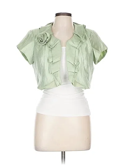 Pre-owned Signature By Robbie Bee Short Sleeve Blouse In Green