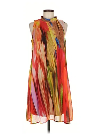 Pre-owned Signature By Robbie Bee Sleeveless Top Orange Halter Neckline Tops