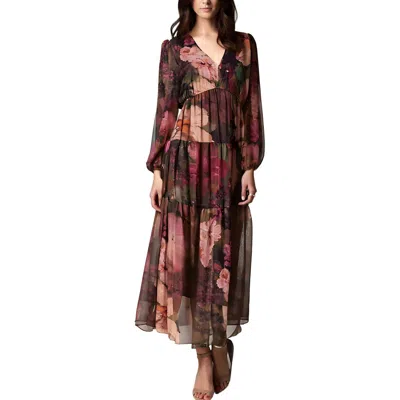 Signature By Robbie Bee Womens Floral Print Chiffon Maxi Dress In Brown