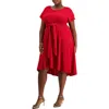 Signature By Robbie Bee Womens Glitter Polyester Midi Dress In Red