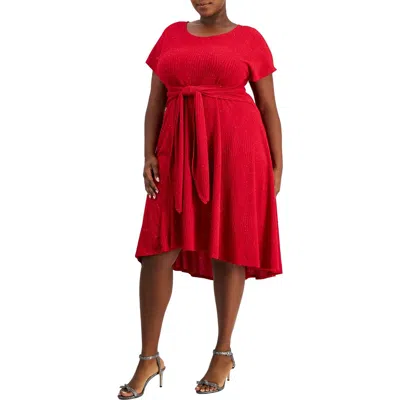 Signature By Robbie Bee Womens Glitter Polyester Midi Dress In Red