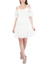 SIGNATURE BY ROBBIE BEE WOMENS LACE MINI BABYDOLL DRESS