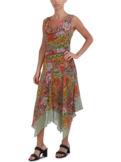 Signature By Robbie Bee Womens Paisley Chiffon Maxi Dress In Multi