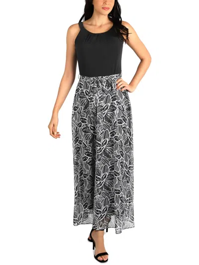 Signature By Robbie Bee Womens Printed Long Maxi Dress In Black