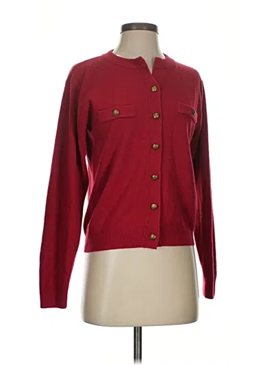 Pre-owned Signature Cardigan Sweater In Burgundy