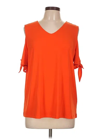 Pre-owned Signature Collection 3/4 Sleeve Top Orange Cold Shoulder Neckline Tops