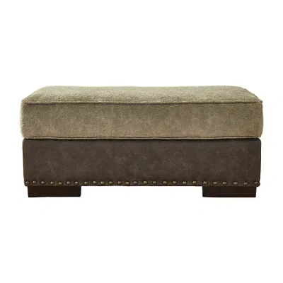 Signature Design By Ashley Alesbury Faux Leather Ottoman In Brown
