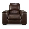 Signature Design By Ashley Alessandro Dual Power Leather Recliner In Brown