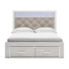 Signature Design By Ashley Altyra Upholstered Bed With 2 Storage Drawers In White In White