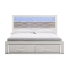 Signature Design By Ashley Altyra Upholstered Bookcase Bed With 2 Storage Drawers In White In White