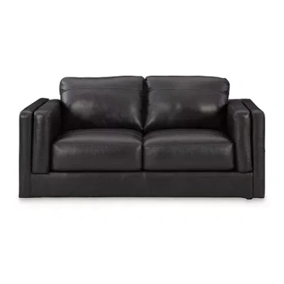 Signature Design By Ashley Amiata Leather Loveseat In Black