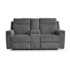 Signature Design By Ashley Barnsana Power Reclining Loveseat With Console In Gray
