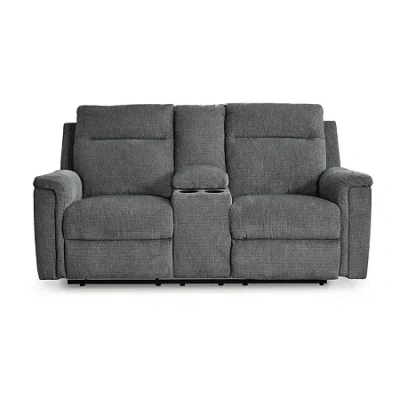 Signature Design By Ashley Barnsana Power Reclining Loveseat With Console In Gray