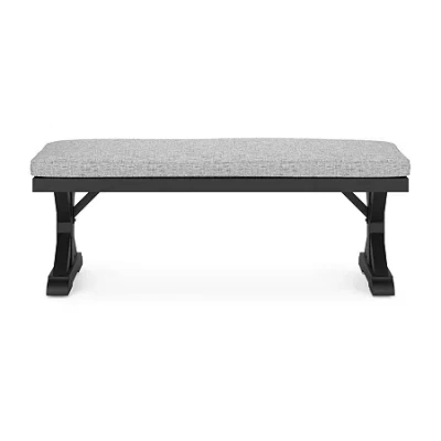 Signature Design By Ashley Beachcroft Outdoor Bench With Nuvella Cushion In Gray
