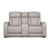 Signature Design By Ashley Boyington Power Reclining Loveseat With Console In Gray