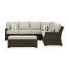 Signature Design By Ashley Brook Ranch 3-pc. Outdoor Sofa Sectional And Bench With Cushions In Brown