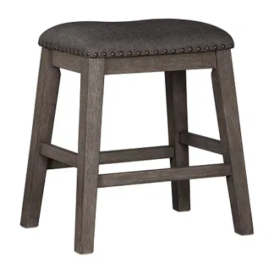 Signature Design By Ashley Caitir Set Of 2 Counter Height Upholstered Stools In Gray