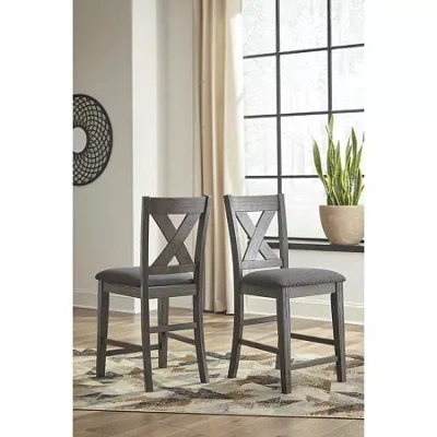 Signature Design By Ashley Caitir Set Of 2 Upholstered Barstools In Gray