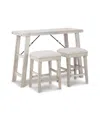 Signature Design By Ashley Carynhurst Rect Drm Counter Tbl, Set Of 3 In Whitewash