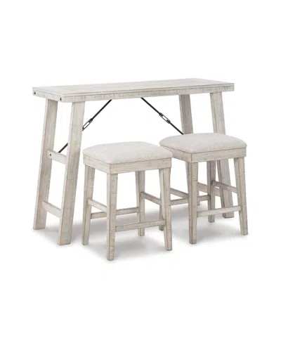Signature Design By Ashley Carynhurst Rect Drm Counter Tbl, Set Of 3 In Whitewash