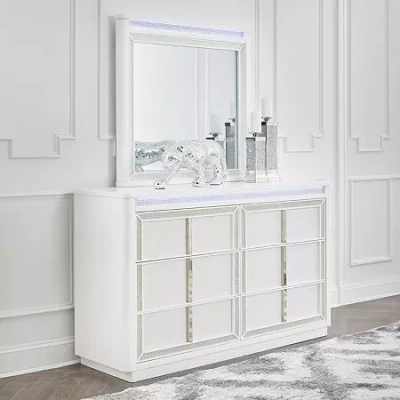 Signature Design By Ashley Chalanna 6-drawer Dresser With Mirror In White