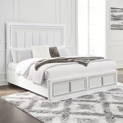 Signature Design By Ashley Chalanna California King Upholstered Bed With Storage In White