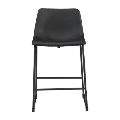 Signature Design By Ashley Collins 2-pc. Counter Height Upholstered Bar Stool In Black