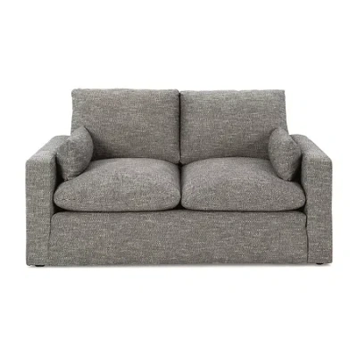 Signature Design By Ashley Dramatic Track-arm Upholstered Loveseat In Gray
