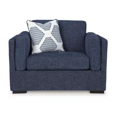 Signature Design By Ashley Evansley Upholstered Oversized Chair In Blue
