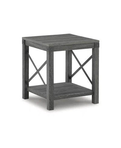 Signature Design By Ashley Freedan Square End Table In Grayish Brown