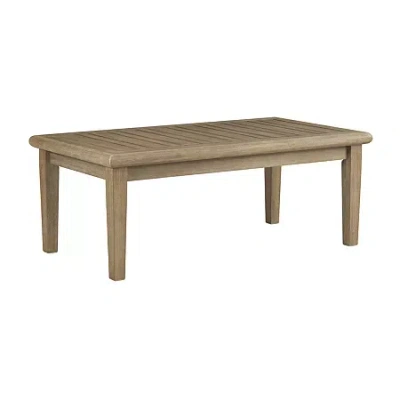 Signature Design By Ashley Gerianne Weather Resistant Patio Coffee Table In Brown