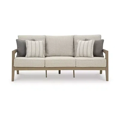 Signature Design By Ashley Hancock Outdoor Sofa With Cushion In Brown