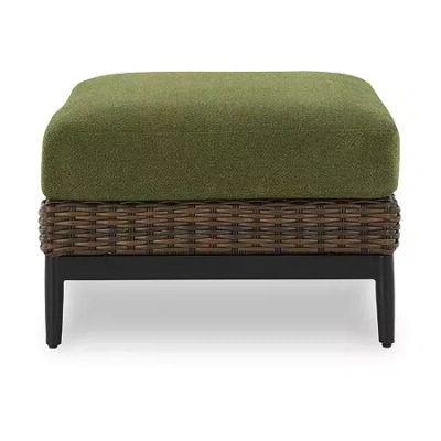 Signature Design By Ashley Hoquiam Outdoor Ottoman With Cushion In Brown