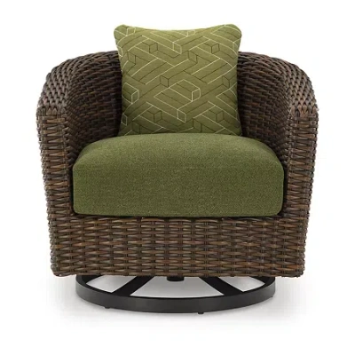 Signature Design By Ashley Hoquiam Outdoor Swivel Lounge Chair With Cushion In Brown