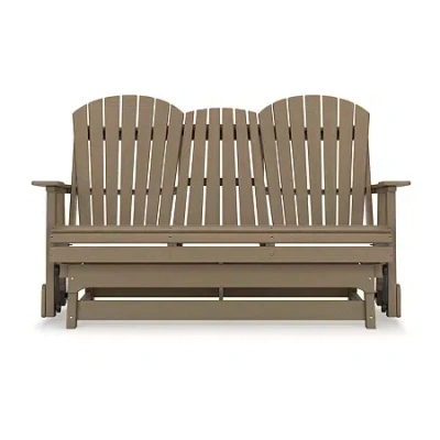 Signature Design By Ashley Hyland Wave Outdoor Glider Loveseat In Brown