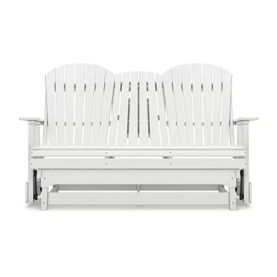 Signature Design By Ashley Hyland Wave Outdoor Glider Loveseat In White