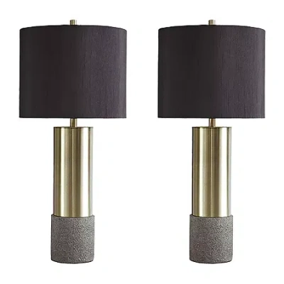 Signature Design By Ashley Jacek 2-pc. Metal Table Lamp In Gray