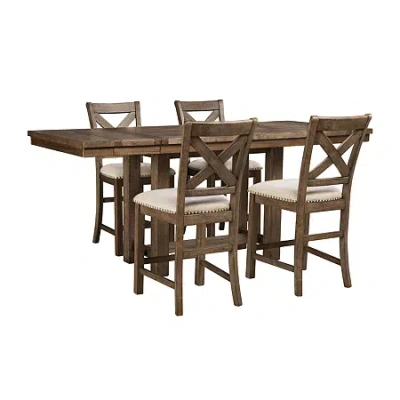Signature Design By Ashley Kavarna 5-piece Counter Height Dining In Brown