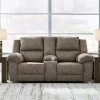 Signature Design By Ashley Laresview Pad-arm Motion Upholstered Reclining Loveseat In Brown
