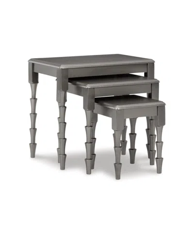 Signature Design By Ashley Larkendale Accent Table, Set Of 3 In Metallic Gray