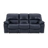 Signature Design By Ashley Leesworth Dual Power Leather Reclining Sofa In Blue