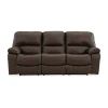 Signature Design By Ashley Leesworth Dual Power Leather Reclining Sofa In Brown