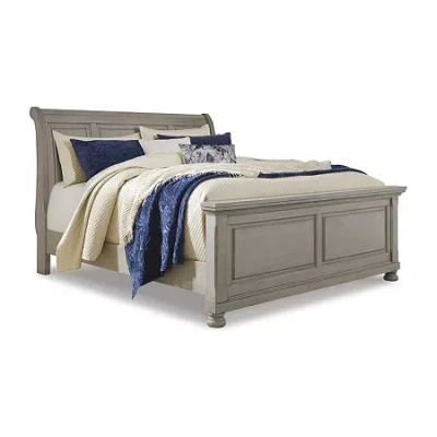 Signature Design By Ashley Lettner Sleigh Bed In Light Gray