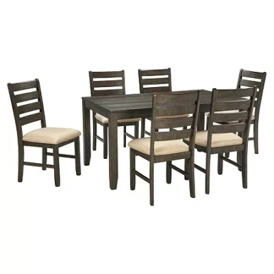 Signature Design By Ashley Linwood 7-piece Rectangular Dining Set In Brown