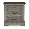 Signature Design By Ashley Lodenbay 27" 3-drawer Charging Nightstand In Antique Gray In Gray