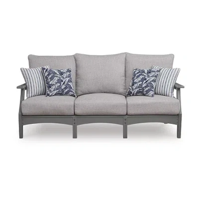 Signature Design By Ashley Long Beach Outdoor Sofa With Cushion In Gray