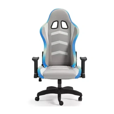 Signature Design By Ashley Lynxtyn Swivel Adjustable Height Gaming Chair With Led Lighting In Gray