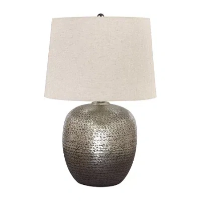 Signature Design By Ashley Magalie Metal Table Lamp In Silver