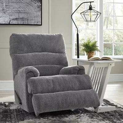 Signature Design By Ashley Man Fort Pad-arm Recliner In Gray